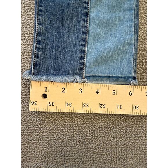 JUSTBLACK Female Light Dark Wash Denim Jeans Size 24 Raw Hem Straight Leg - Picture 9 of 16